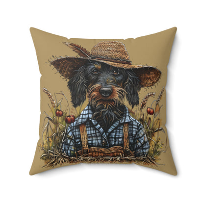 #19 Autumn Inspired Wire-Haired Dachshund Throw Pillow