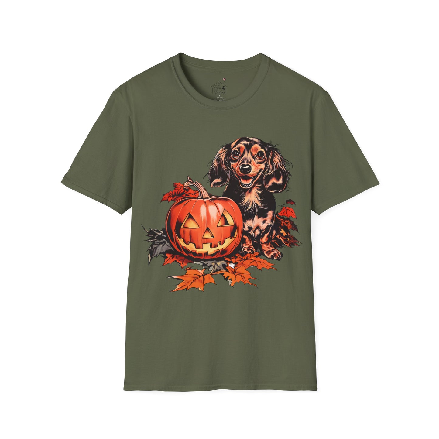 "Chocolate" Long-Haired Dachshund Halloween Unisex Softstyle T-Shirt