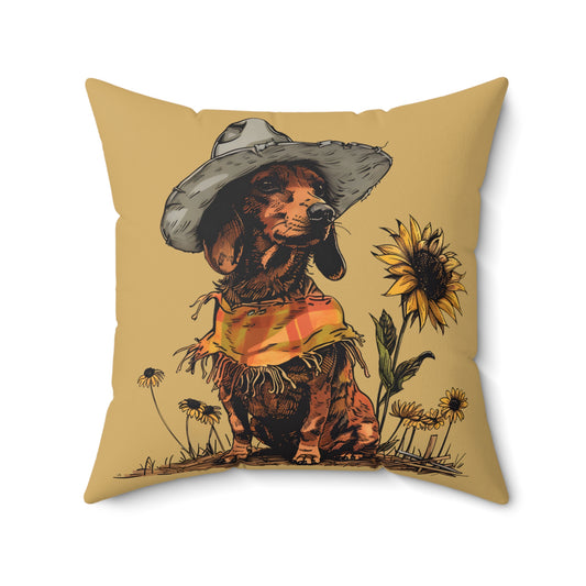 #6 Autumn Inspired Tan Smooth-Haired Dachshund Throw Pillow