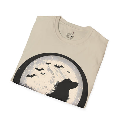 "Moon Glow" Long-Haired Dachshund Halloween Unisex Softstyle T-Shirt