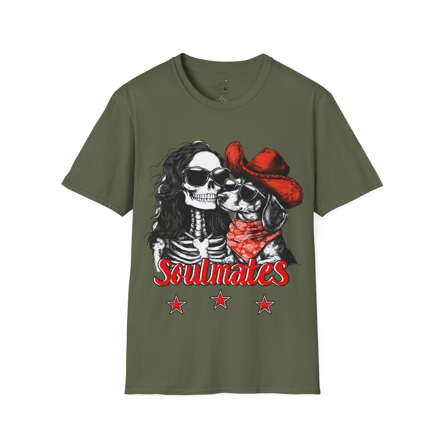 "Smooth Soulmates" Smooth-Haired Dachshund Halloween Unisex Softstyle T-Shirt