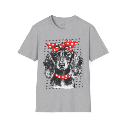 "Riveter" Long-Haired Dachshund Unisex Softstyle T-Shirt