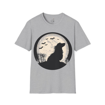 "Moon Glow" Long-Haired Dachshund Halloween Unisex Softstyle T-Shirt