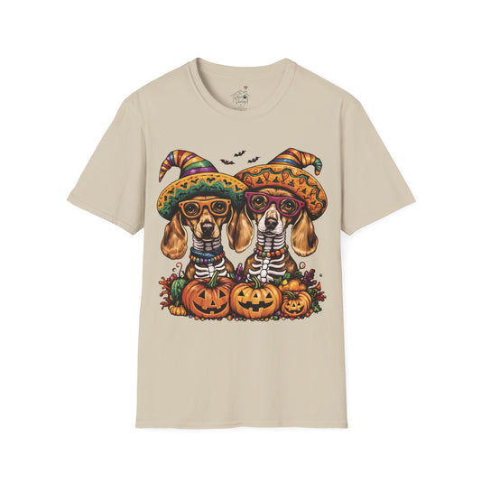 "Viva los Doxies!" Tan Smooth-Haired Dachshund Halloween Unisex Softstyle T-Shirt