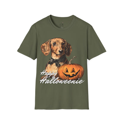 "Bowtie" Tan Smooth-Haired Dachshund Halloween Unisex Softstyle T-Shirt