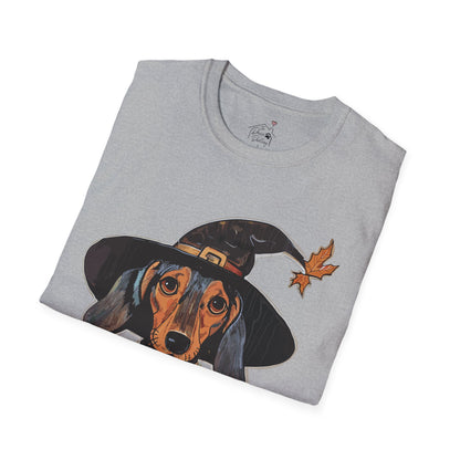 "All Dressed Up" Smooth-Haired Dachshund Halloween Unisex Softstyle T-Shirt