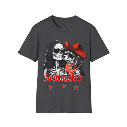 "Smooth Soulmates" Smooth-Haired Dachshund Halloween Unisex Softstyle T-Shirt