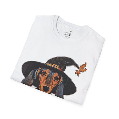 "All Dressed Up" Smooth-Haired Dachshund Halloween Unisex Softstyle T-Shirt