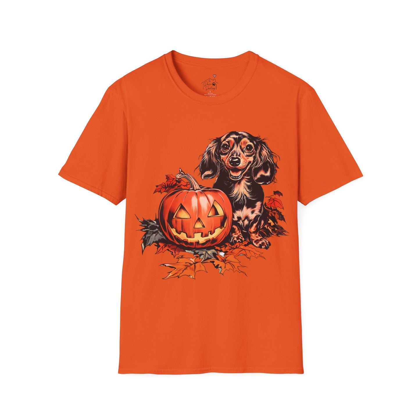 "Chocolate" Long-Haired Dachshund Halloween Unisex Softstyle T-Shirt