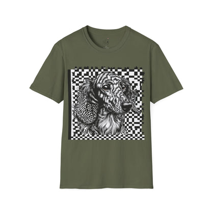 "Long Checked" Long-Haired Dachshund Unisex Softstyle T-Shirt