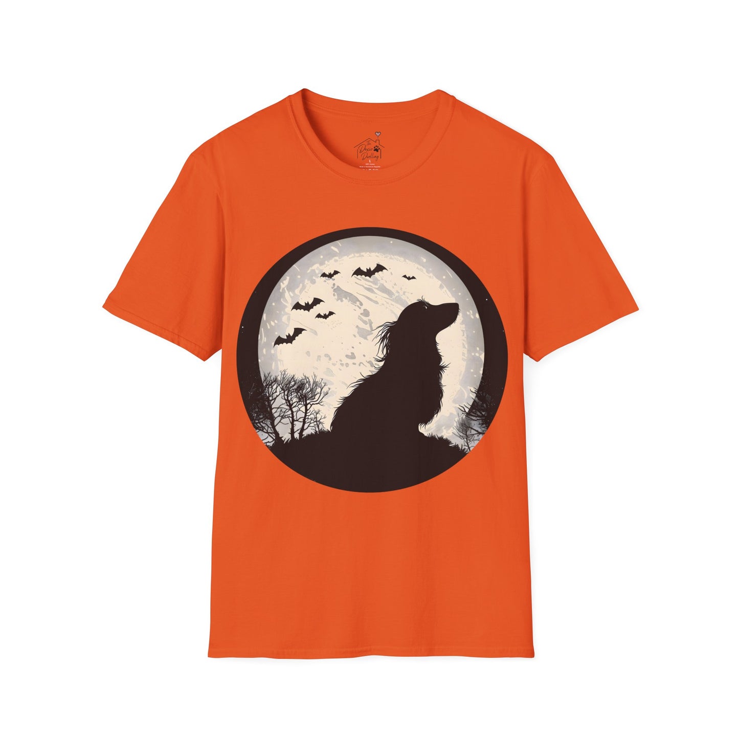 "Moon Glow" Long-Haired Dachshund Halloween Unisex Softstyle T-Shirt