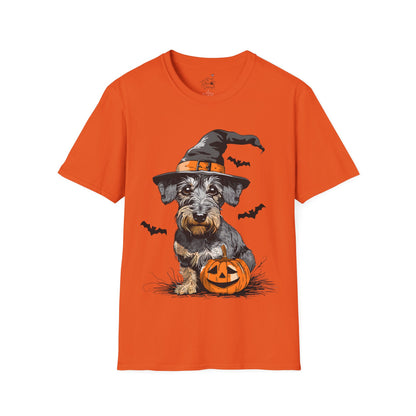 "Pumpkin Pie" Wire-Haired Dachshund Halloween Unisex Softstyle T-Shirt