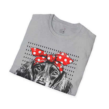 "Riveter" Long-Haired Dachshund Unisex Softstyle T-Shirt