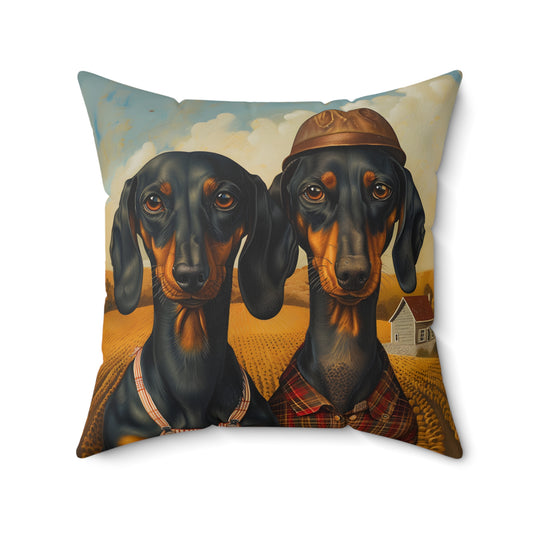 #1 Autumn Inspired Black & Tan Smooth-Haired Dachshund Throw Pillow