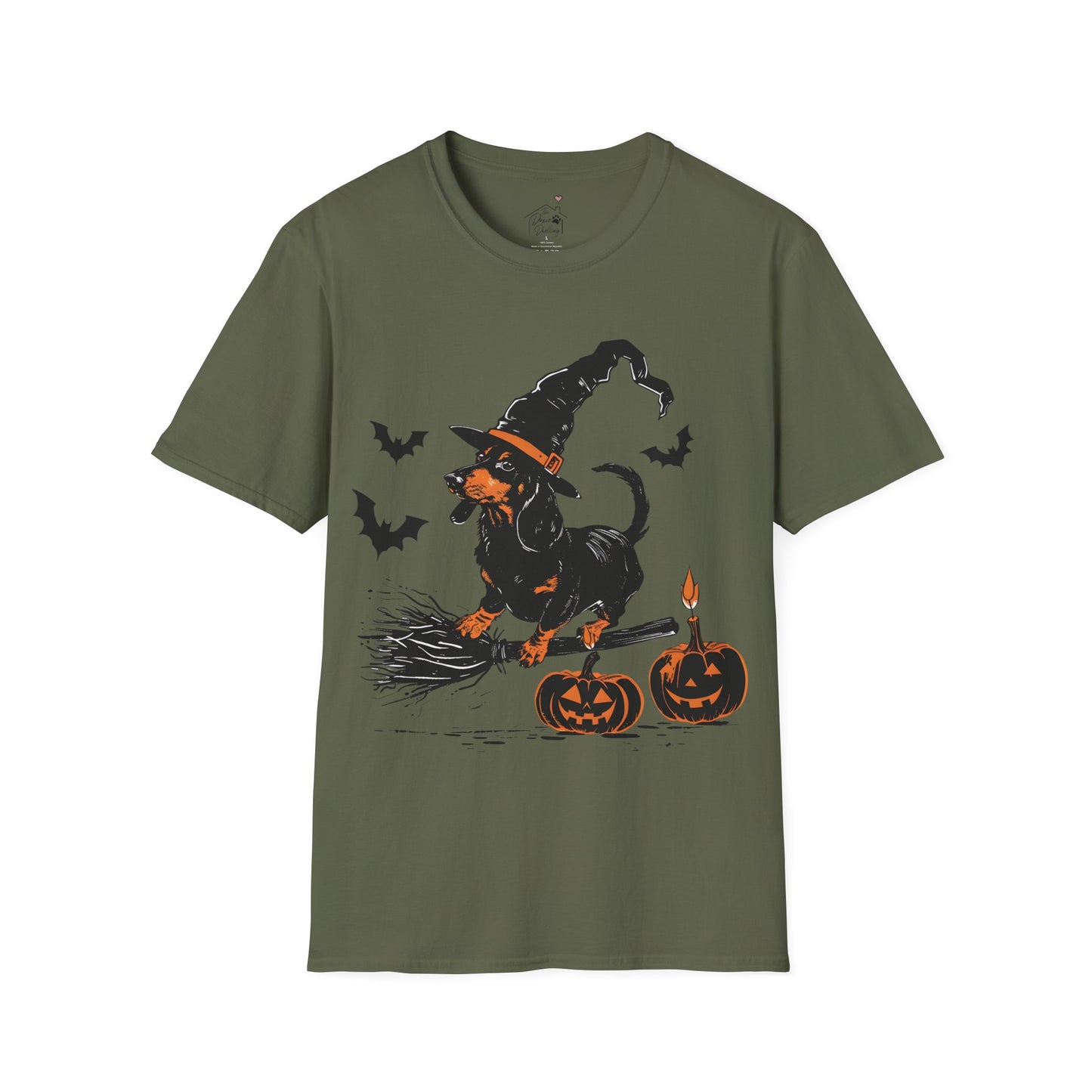 "Hocus Pocus" Black and Tan Smooth-Haired Dachshund Halloween Unisex Softstyle T-Shirt