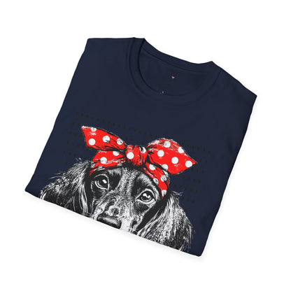 "Riveter" Long-Haired Dachshund Unisex Softstyle T-Shirt