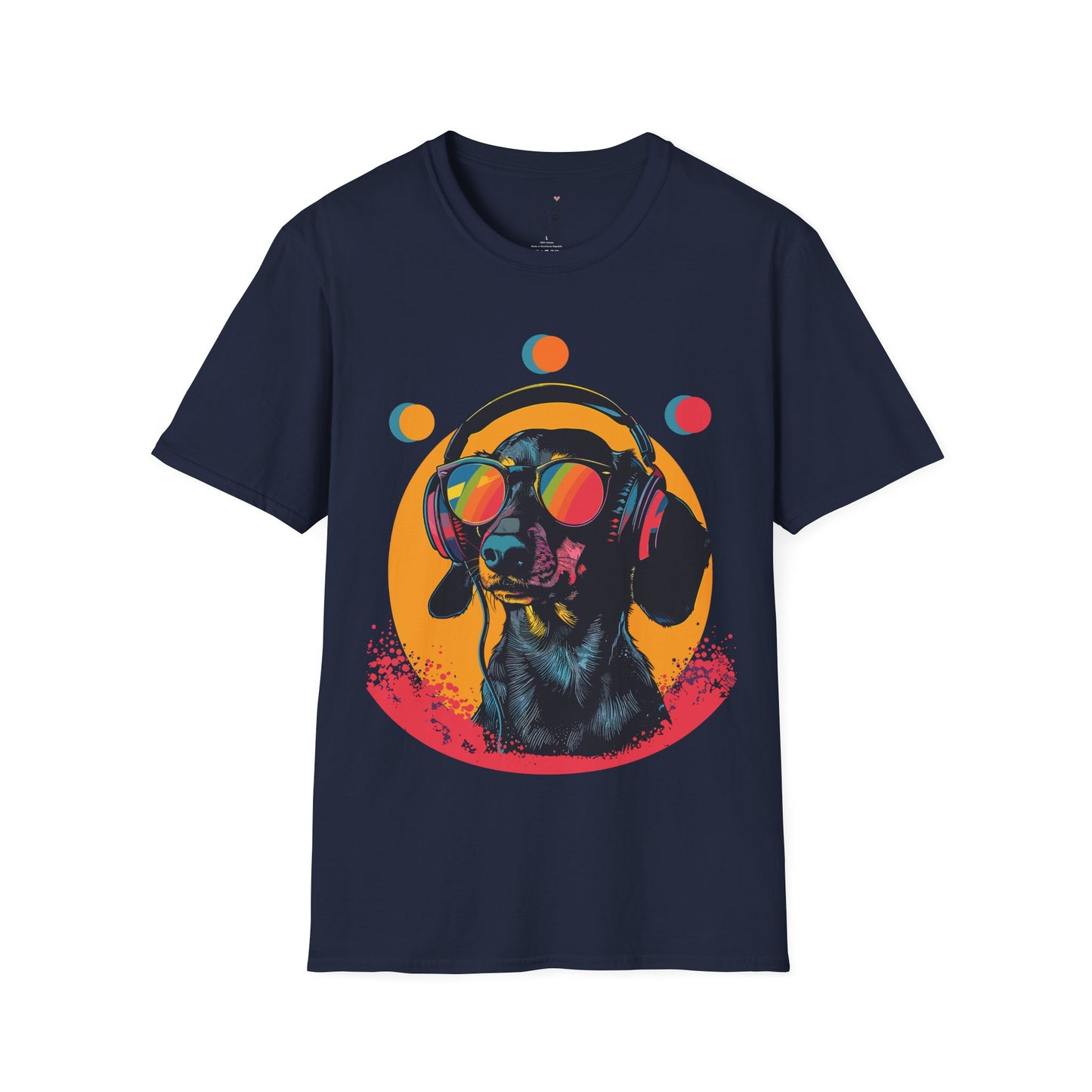 "Groove On" Black & Tan Smooth-Haired Dachshund Unisex Softstyle T-Shirt