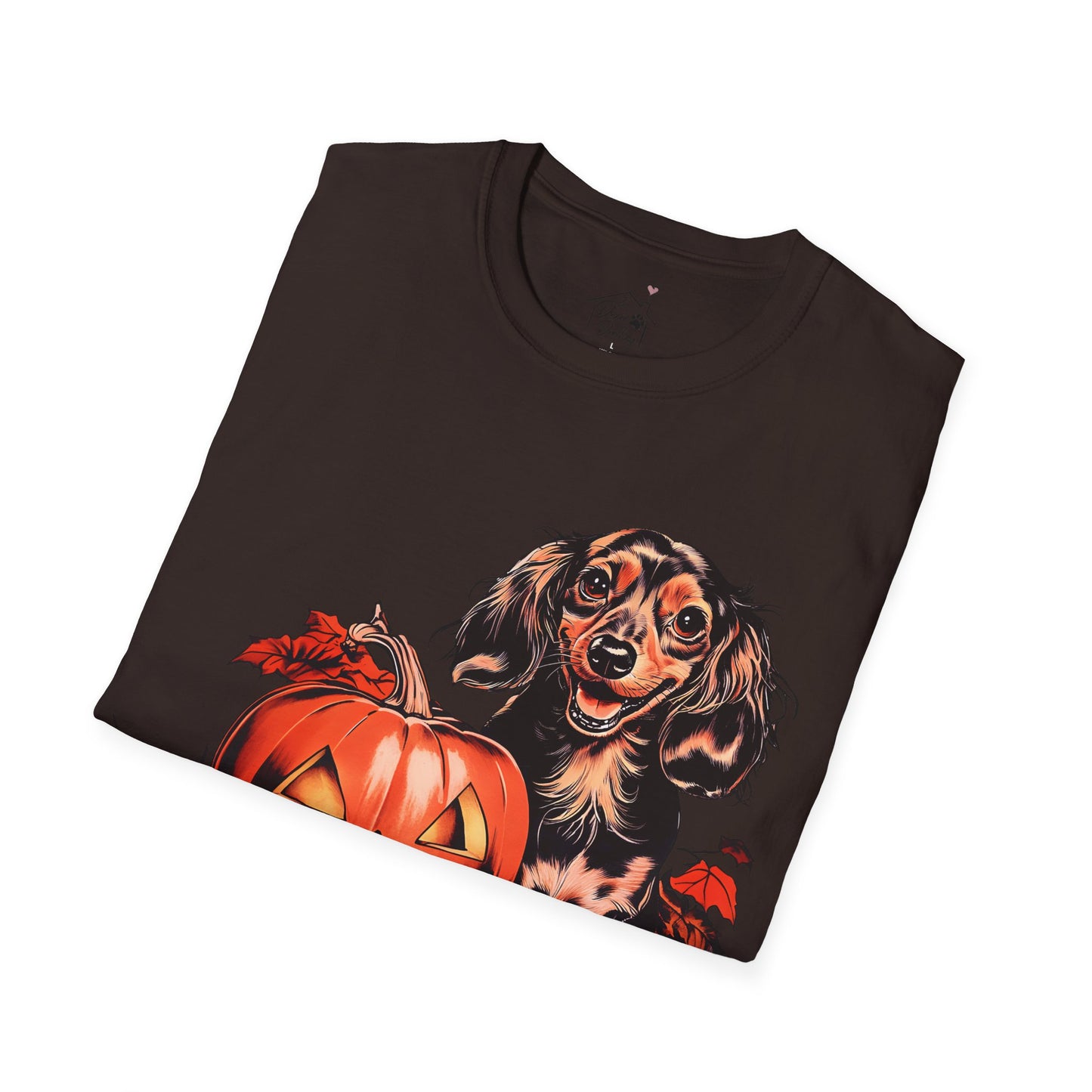 "Chocolate" Long-Haired Dachshund Halloween Unisex Softstyle T-Shirt