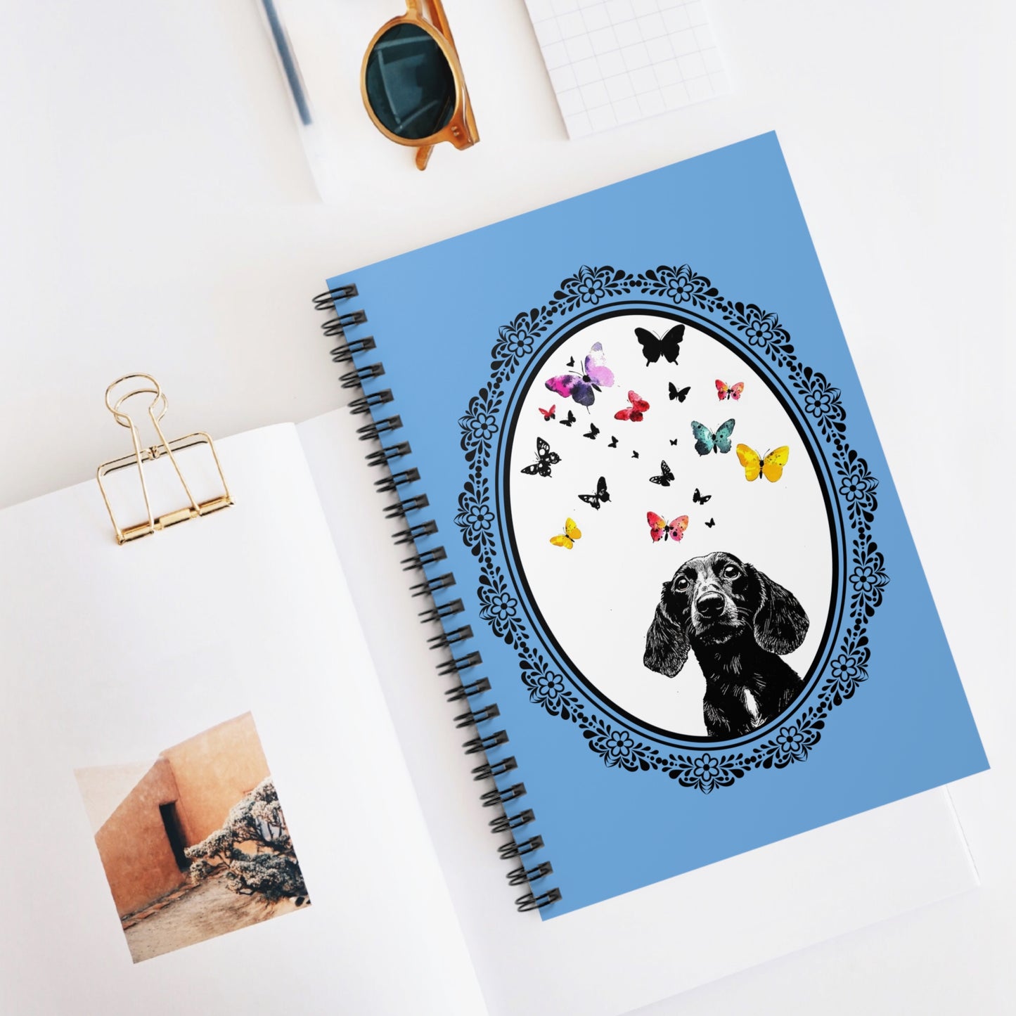 "Framed" Smooth-Haired Dachshund Ruled Line Spiral Notebook