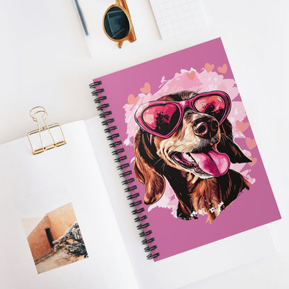 "Tanned Hearts" Tan Smooth-Haired Dachshund Ruled Line Spiral Notebook
