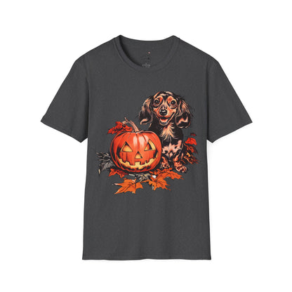 "Chocolate" Long-Haired Dachshund Halloween Unisex Softstyle T-Shirt