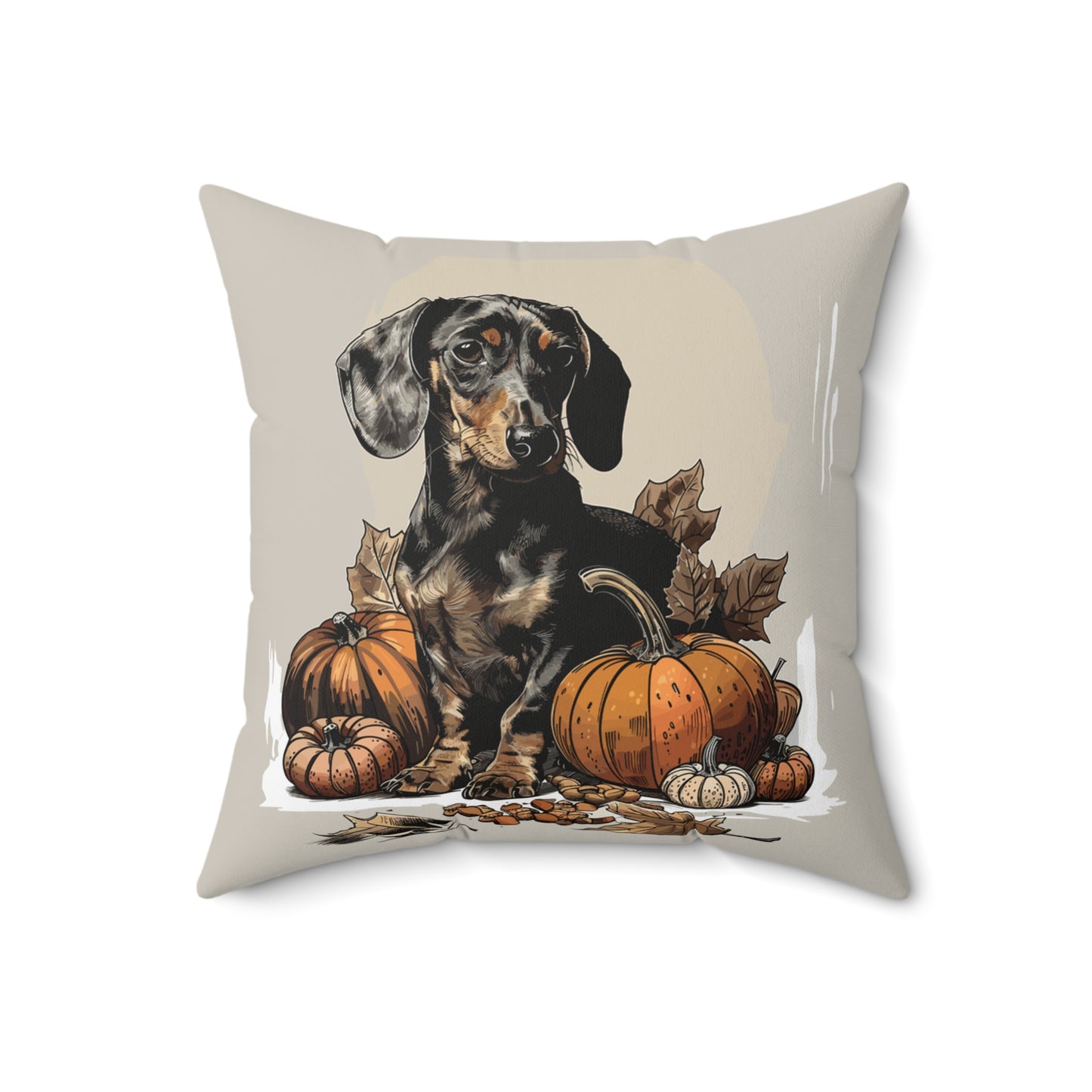 #5 Autumn Inspired Black & Tan Smooth-Haired Dachshund Throw Pillow