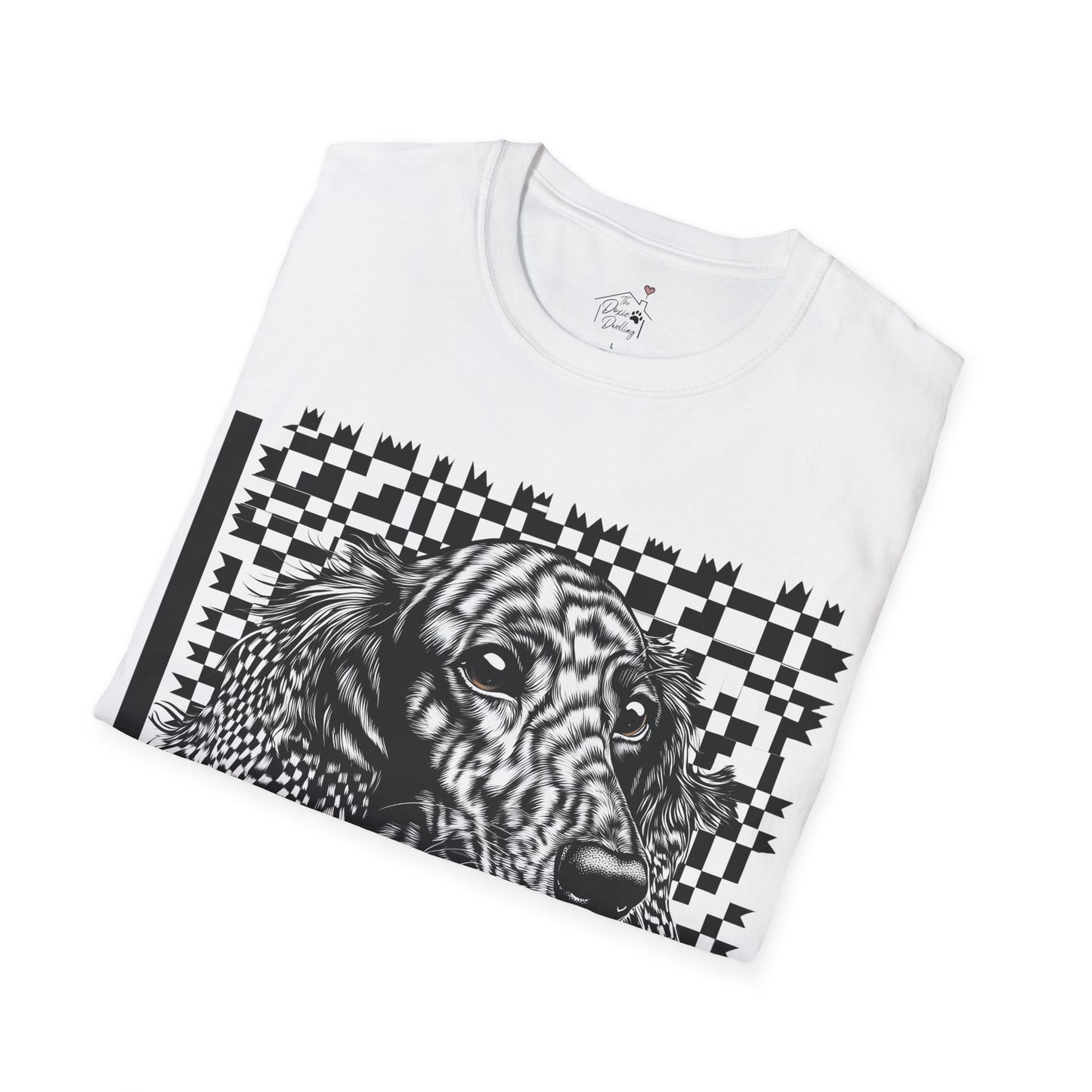"Long Checked" Long-Haired Dachshund Unisex Softstyle T-Shirt