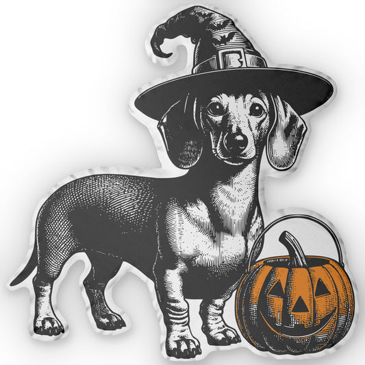 #3 Halloween Inspired Tan Smooth-Haired Dachshund Custom Shaped Pillow