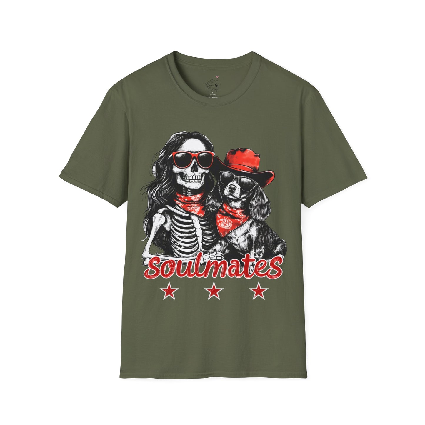 "Long-Time Soulmates" Long-Haired Dachshund Halloween Unisex Softstyle T-Shirt