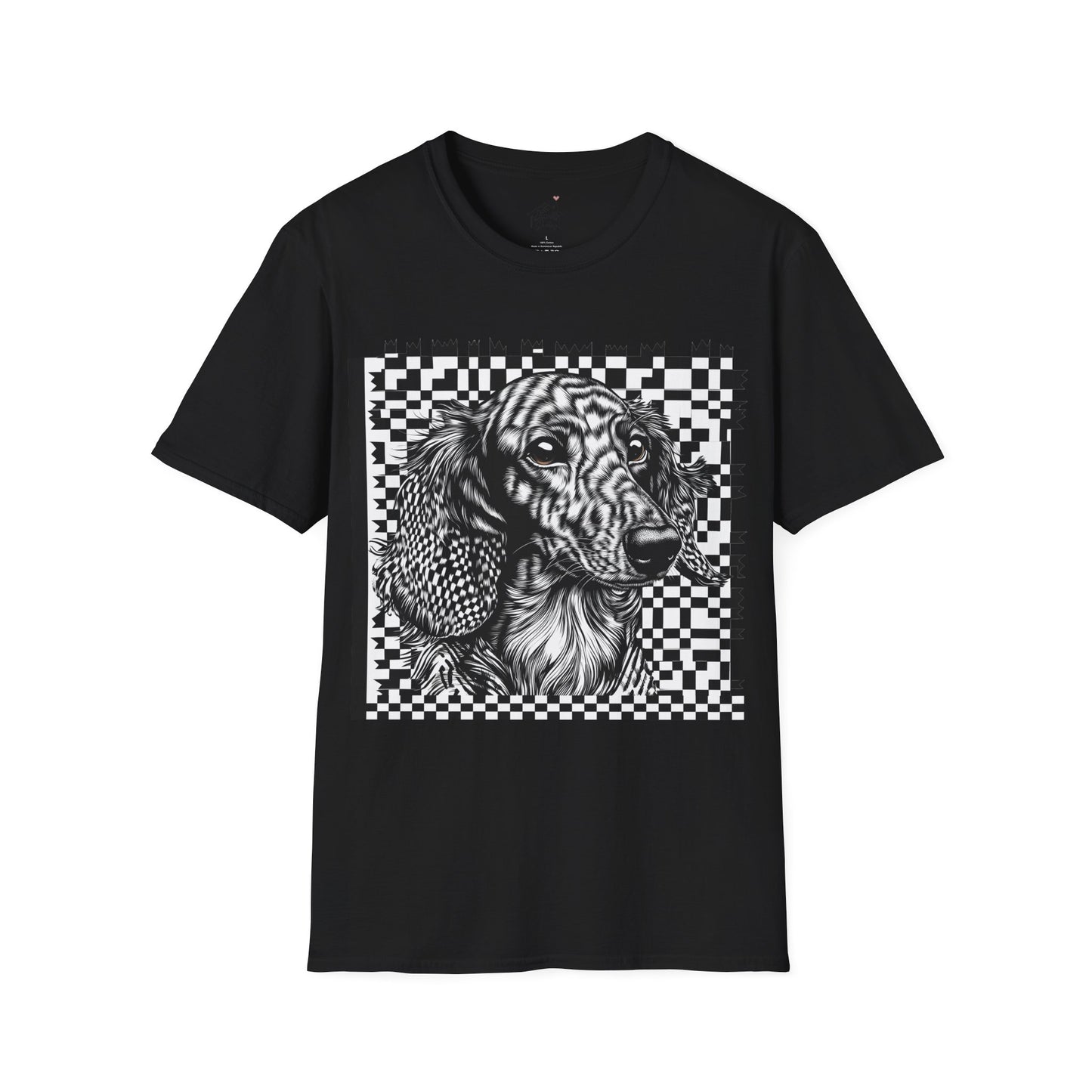 "Long Checked" Long-Haired Dachshund Unisex Softstyle T-Shirt