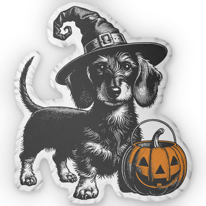 #9 Halloween Inspired Wire-Haired Dachshund Custom Shaped Pillow