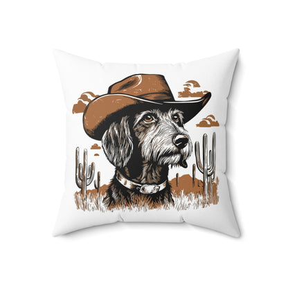 "Wired West" Wire-Haired Dachshund Square Throw Pillow