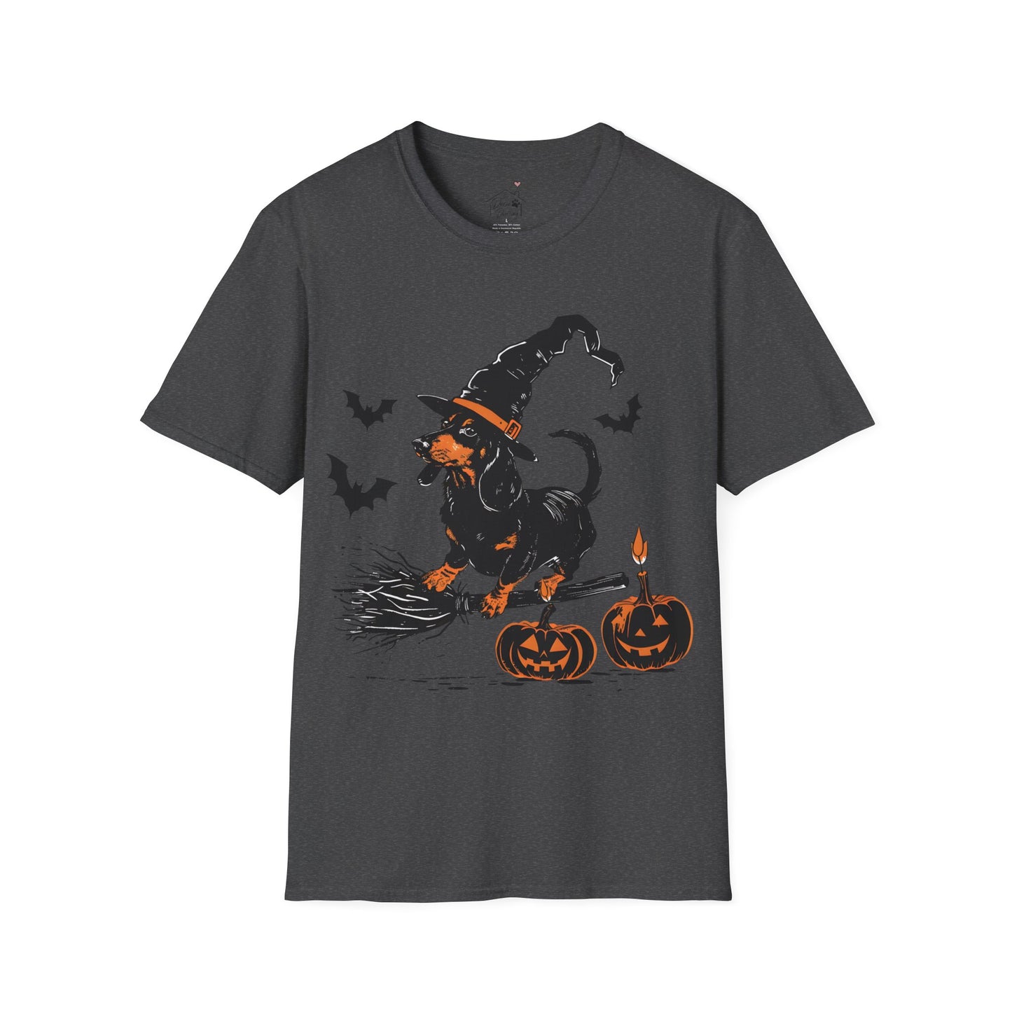 "Hocus Pocus" Black and Tan Smooth-Haired Dachshund Halloween Unisex Softstyle T-Shirt