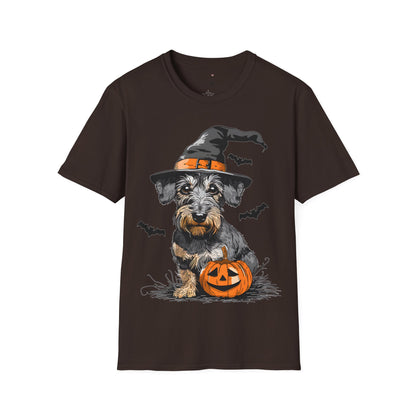 "Pumpkin Pie" Wire-Haired Dachshund Halloween Unisex Softstyle T-Shirt