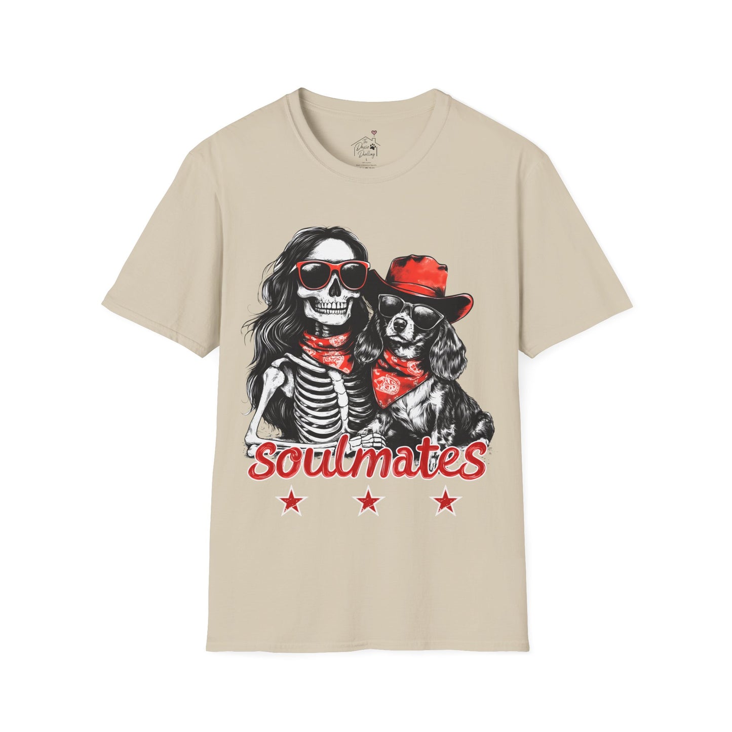 "Long-Time Soulmates" Long-Haired Dachshund Halloween Unisex Softstyle T-Shirt