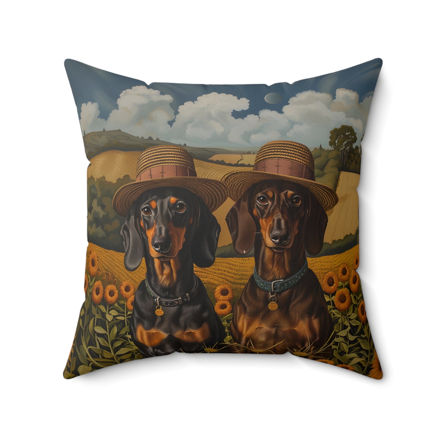 #3 Autumn Inspired Black & Tan Smooth-Haired Dachshund Throw Pillow