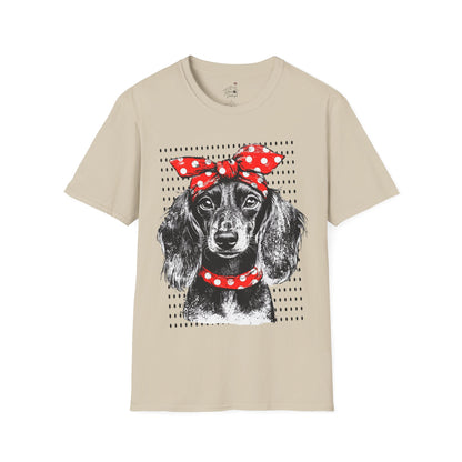 "Riveter" Long-Haired Dachshund Unisex Softstyle T-Shirt