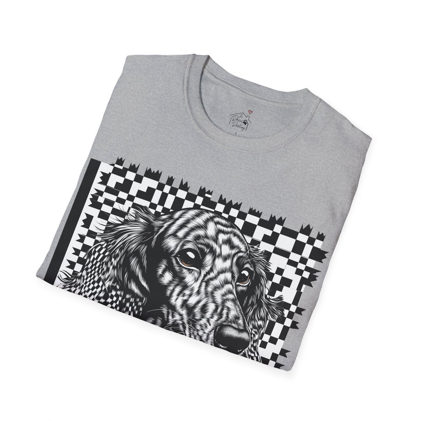 "Long Checked" Long-Haired Dachshund Unisex Softstyle T-Shirt