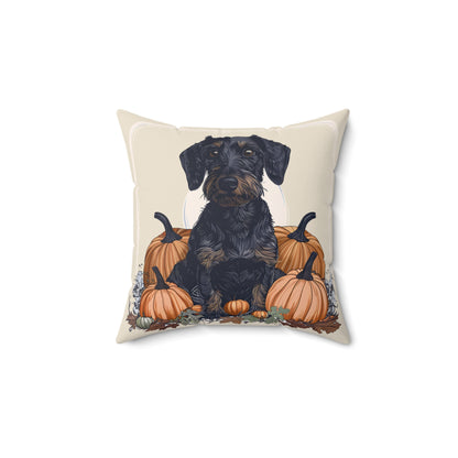 #22 Autumn Inspired Wire-Haired Dachshund Throw Pillow