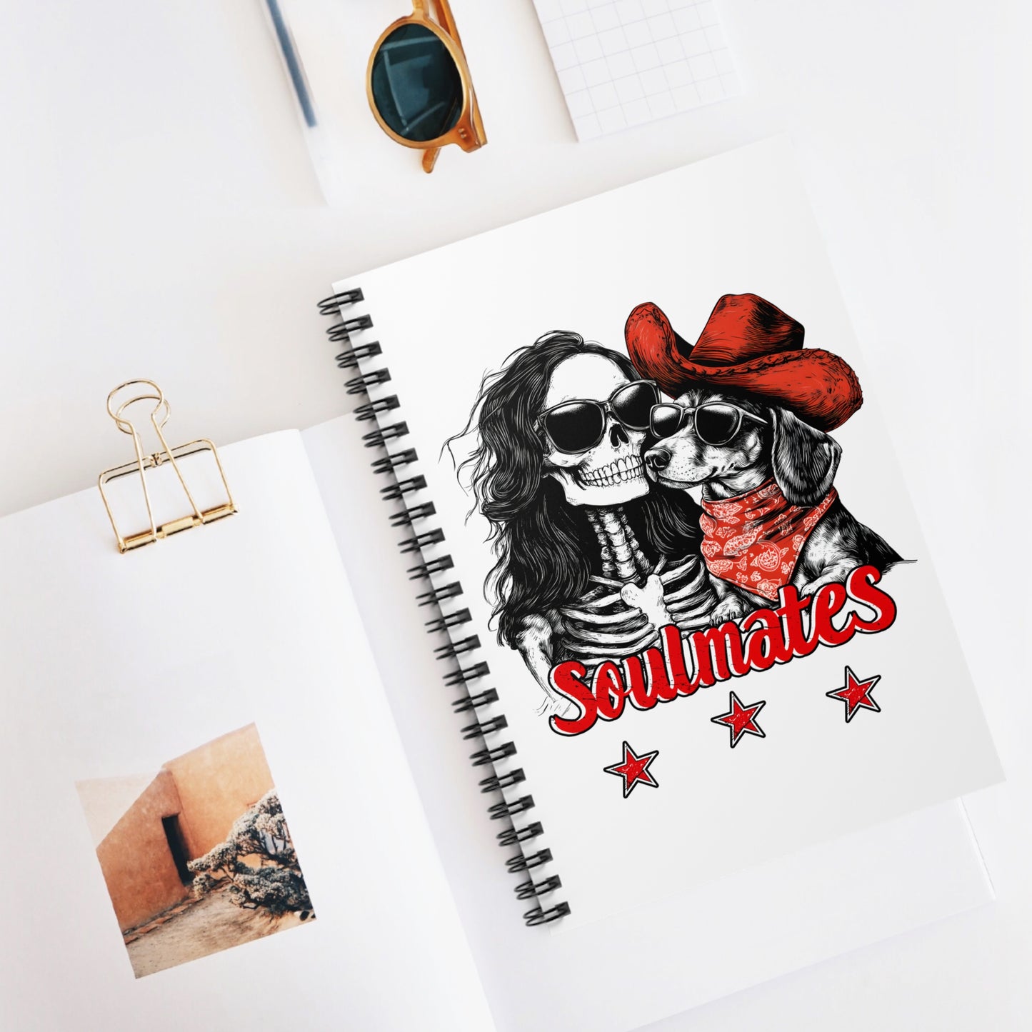"Smooth Soulmates" Smooth-Haired Dachshund Ruled Line Spiral Notebook