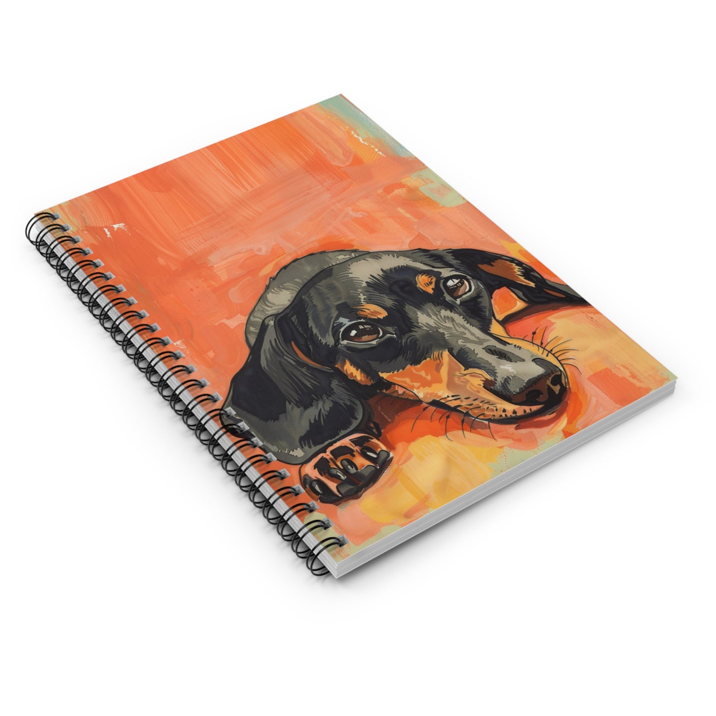 "Snuggled" Black & Tan Smooth-Haired Dachshund Ruled Line Spiral Notebook
