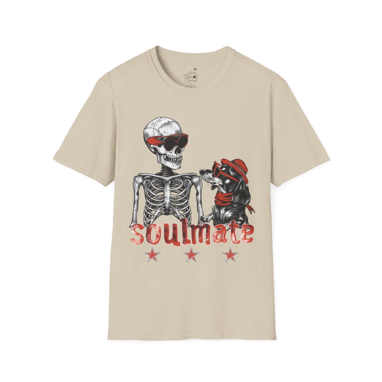 "Soulmate Bros" Long-Haired Dachshund Halloween Unisex Softstyle T-Shirt