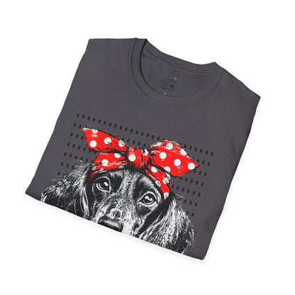 "Riveter" Long-Haired Dachshund Unisex Softstyle T-Shirt