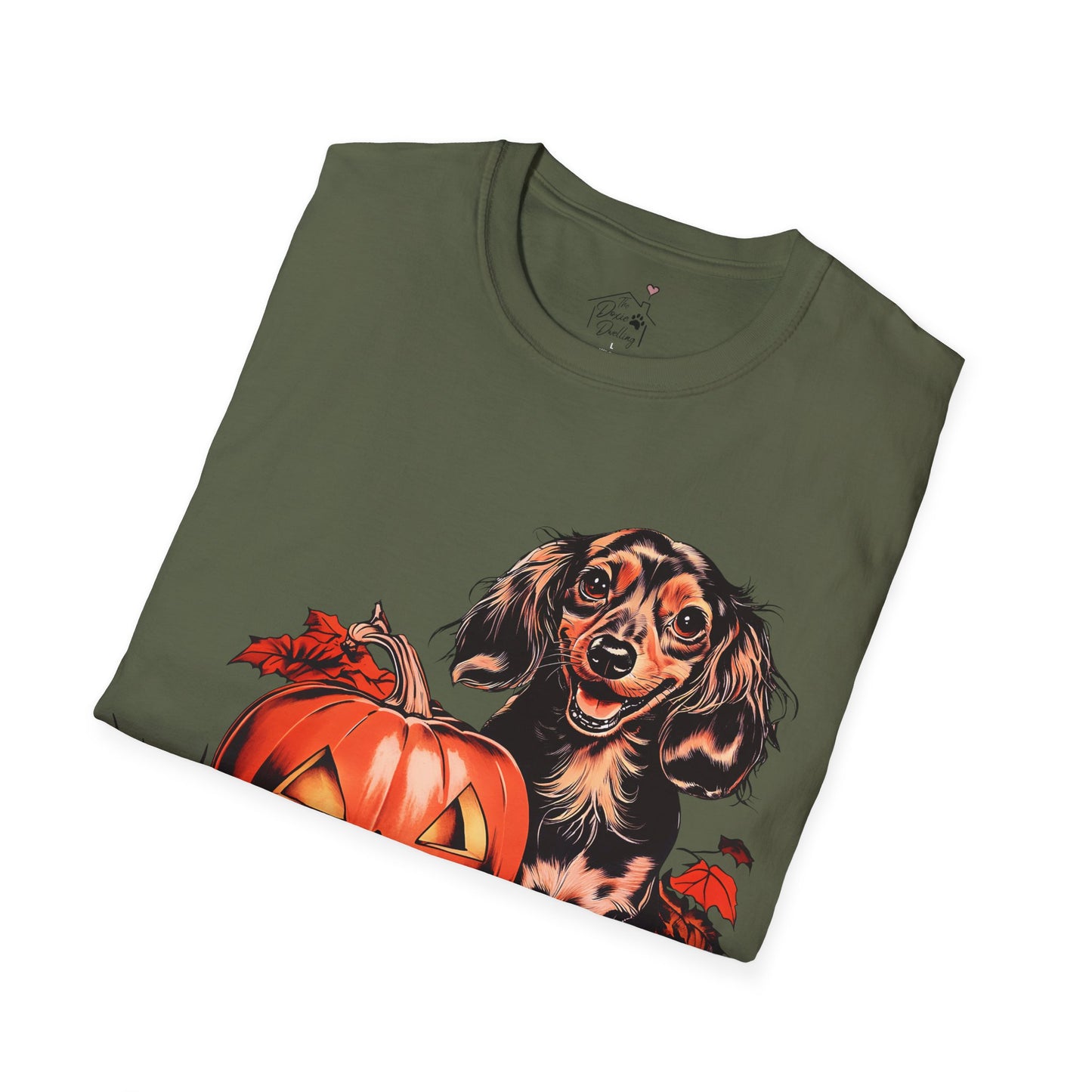 "Chocolate" Long-Haired Dachshund Halloween Unisex Softstyle T-Shirt