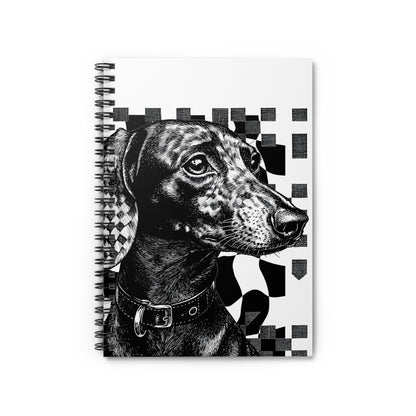 "Smooth Checked" Smooth-Haired Dachshund Ruled Line Spiral Notebook
