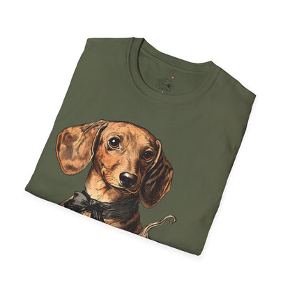 "Bowtie" Tan Smooth-Haired Dachshund Halloween Unisex Softstyle T-Shirt