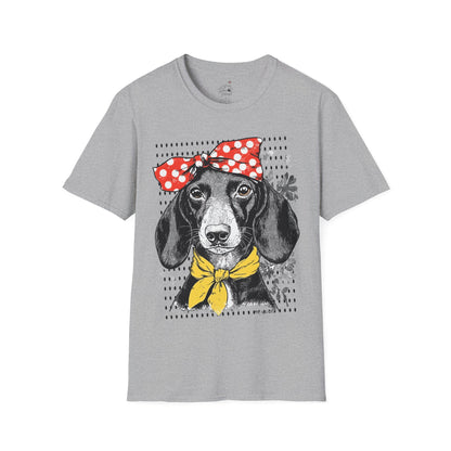 "Rosie" Black & Tan Smooth-Haired Dachshund Unisex Softstyle T-Shirt