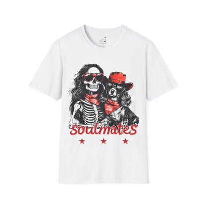 "Long-Time Soulmates" Long-Haired Dachshund Halloween Unisex Softstyle T-Shirt