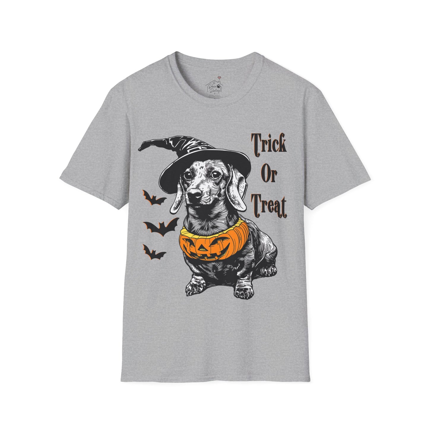 "Trick Or Treat" Smooth-Haired Dachshund Halloween Unisex Softstyle T-Shirt