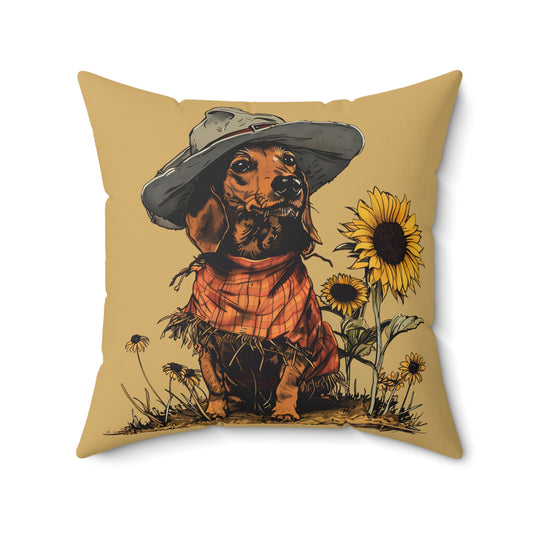 #7 Autumn Inspired Tan Smooth-Haired Dachshund Throw Pillow